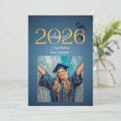 Class of 2026 Graduation Celebration Modern Blue & 招待状 (スタンド正面)