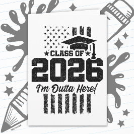 Class of 2026 Graduation Distressed Flag Design カード