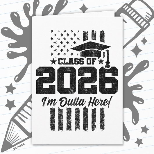 Class of 2026 Graduation Distressed Flag Design カード