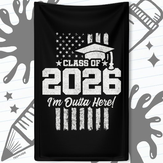 Class of 2026 Graduation Distressed Flag Design 横断幕