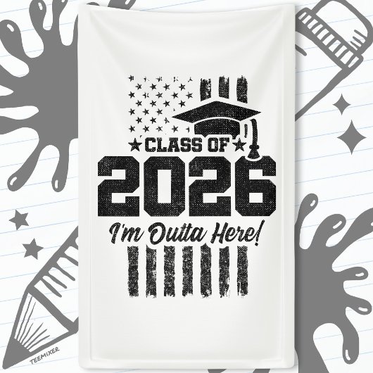 Class of 2026 Graduation Distressed Flag Design 横断幕