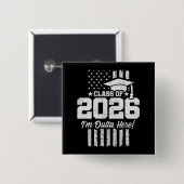 Class of 2026 Graduation Distressed Flag Design 缶バッジ (正面&裏面)