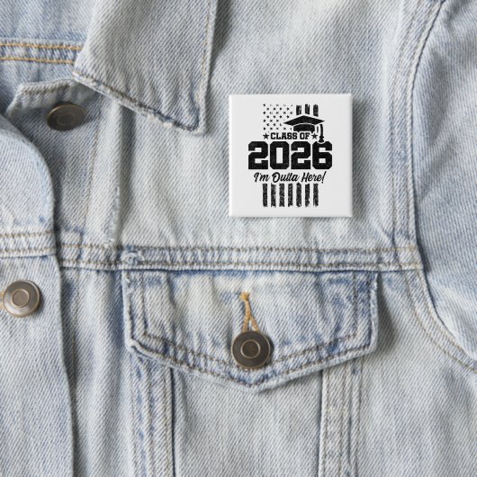 Class of 2026 Graduation Distressed Flag Design 缶バッジ (インサイチュ)