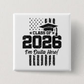 Class of 2026 Graduation Distressed Flag Design 缶バッジ (正面)