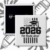 Class of 2026 Graduation Distressed Flag Design 缶バッジ