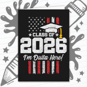 Class of 2026 Graduation Fun Quote Distressed Flag カード