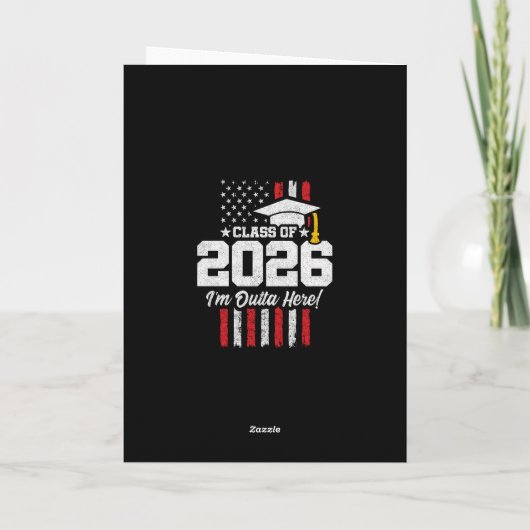 Class of 2026 Graduation Fun Quote Distressed Flag カード (裏面)