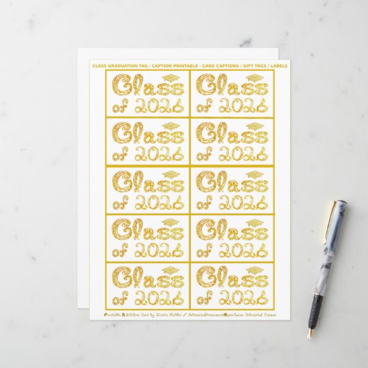 Class of 2026 Graduation Gold Tag Captions Paper (正面/裏面インサイチュ)