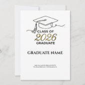 Class of 2026 Graduation Invitation Gold and Black 招待状 (正面)