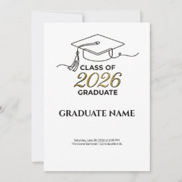 Class of 2026 Graduation Invitation Gold and Black 招待状