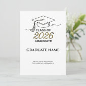Class of 2026 Graduation Invitation Gold and Black 招待状 (スタンド正面)