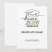 Class of 2026 Graduation Invitation Gold and Black 招待状 (正面/裏面)