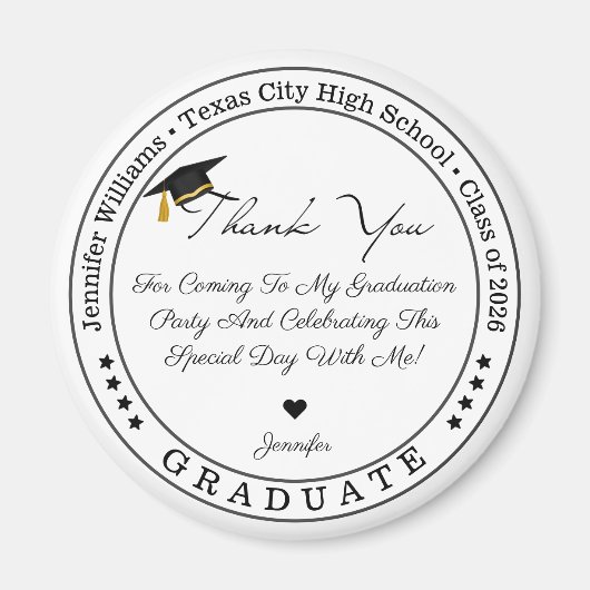 class of 2026, graduation modern chic thank you  マグネット (正面)