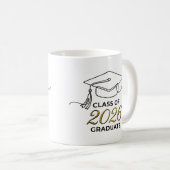 Class of 2026 Graduation Mug with Gold Mortarboard コーヒーマグカップ (正面右)
