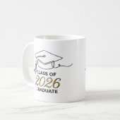 Class of 2026 Graduation Mug with Gold Mortarboard コーヒーマグカップ (正面左)