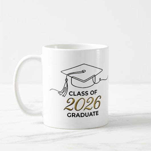 Class of 2026 Graduation Mug with Gold Mortarboard コーヒーマグカップ (左)