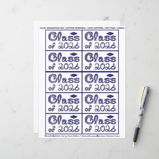 Class of 2026 Graduation Navy Blue Tag Captions (正面/裏面インサイチュ)