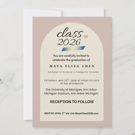 Class of 2026 Graduation Party Invitation Card | M 招待状 (正面)