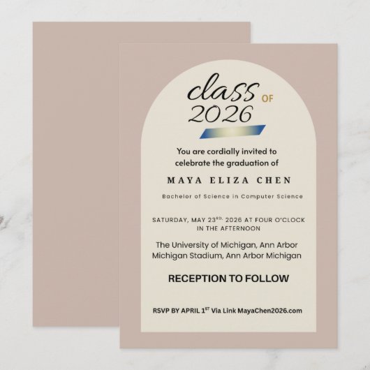 Class of 2026 Graduation Party Invitation Card | M 招待状 (正面/裏面)