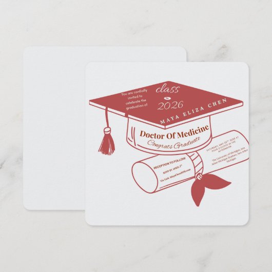Class of 2026 Graduation Party Invitation | Doctor 招待状 (正面/裏面)