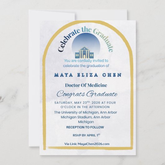 Class of 2026 Graduation Party Invitation | Purple 招待状 (正面)