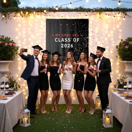 Class of 2026 Graduation Photo Booth Backdrop Red タペストリー