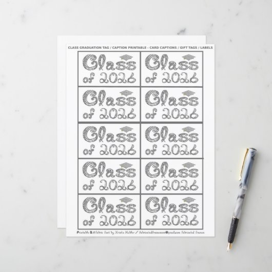 Class of 2026 Graduation Silver Tag Captions Paper (正面/裏面インサイチュ)