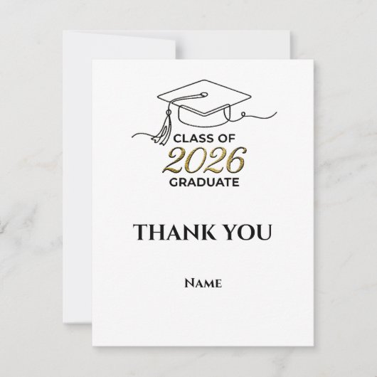 Class of 2026 Graduation Thank You Card Gold サンキューカード (正面)