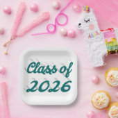 Class of 2026 green script graduation  ペーパープレート (パーティー)