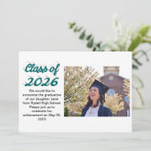 Class of 2026 green script graduation photo 招待状 (スタンド正面)