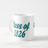 Class of 2026 green text graduation コーヒーマグカップ (正面左)