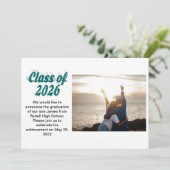 Class of 2026 green text  graduation photo  招待状 (スタンド正面)