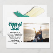 Class of 2026 green text  graduation photo  招待状 (正面/裏面)