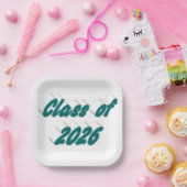 Class of 2026 green tyoography graduation  ペーパープレート (パーティー)