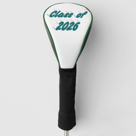 Class of 2026 green typography graduation ゴルフヘッドカバー (正面)
