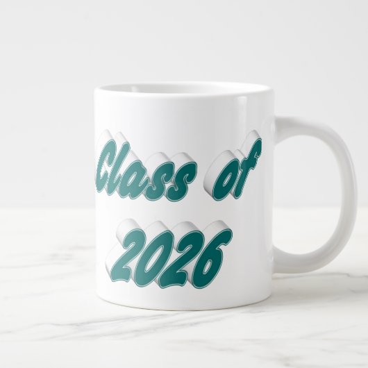 Class of 2026 green typography graduation ジャンボコーヒーマグカップ (右)