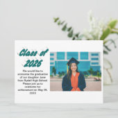 Class of 2026 green typography graduation photo 招待状 (スタンド正面)