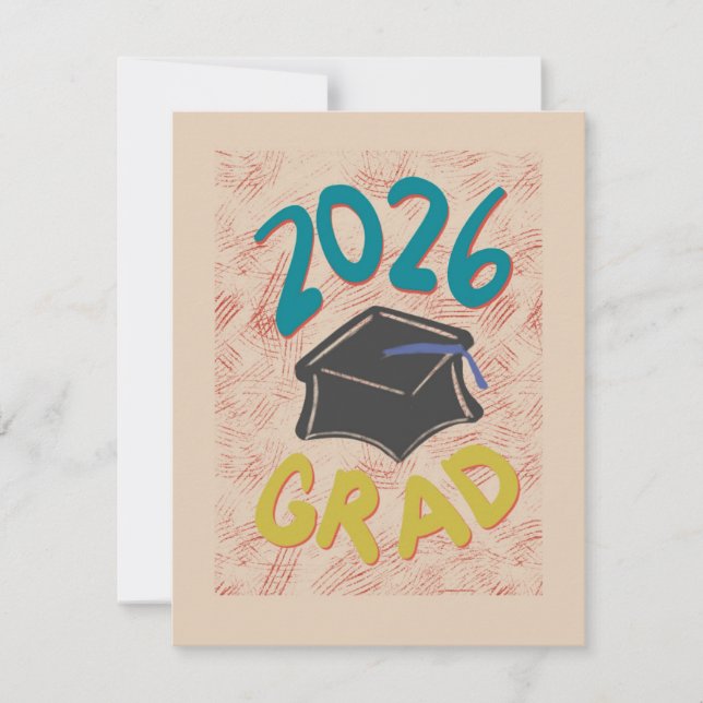 Class of 2026 Grunge Style Graduation Announcement (正面)