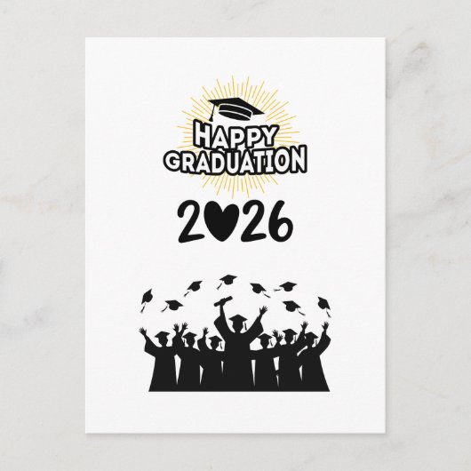 Class of 2026 Happy Graduation - Minimalist  ポストカード (正面)