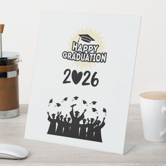 Class of 2026 Happy Graduation - Minimalist 台座サイン (インサイチュ)