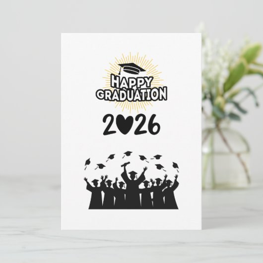 Class of 2026 Happy Graduation - Minimalist  招待状 (スタンド正面)