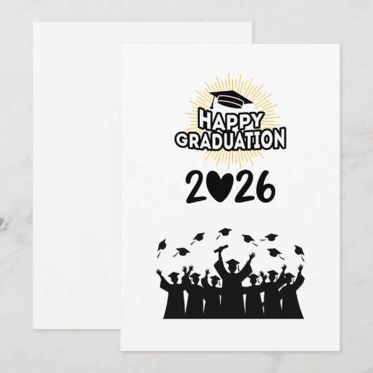 Class of 2026 Happy Graduation - Minimalist  招待状 (正面/裏面)