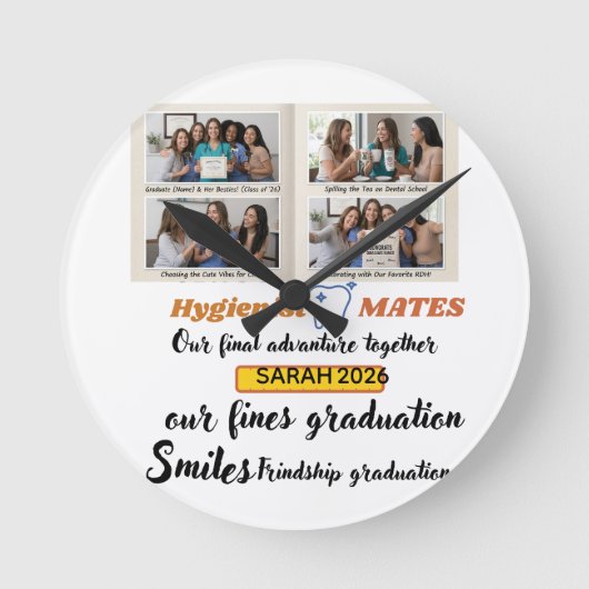 Class of 2026 Hygienist Mates| 歯科衛生士 ラウンド壁時計 (正面)