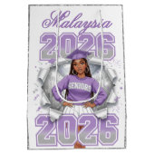 Class of 2026 Lavender & Silver Senior Graduation  ミディアムペーパーバッグ (裏面)