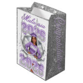 Class of 2026 Lavender & Silver Senior Graduation  ミディアムペーパーバッグ (裏面アングル)