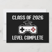 Class Of 2026 Level Complete Gaming Graduation 招待状 (正面)
