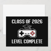 Class Of 2026 Level Complete Gaming Graduation 招待状 (正面/裏面)