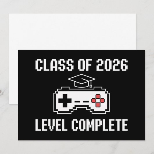 Class Of 2026 Level Complete Gaming Graduation 招待状 (正面/裏面)