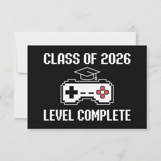 Class Of 2026 Level Complete Gaming Graduation 案内状 (正面)