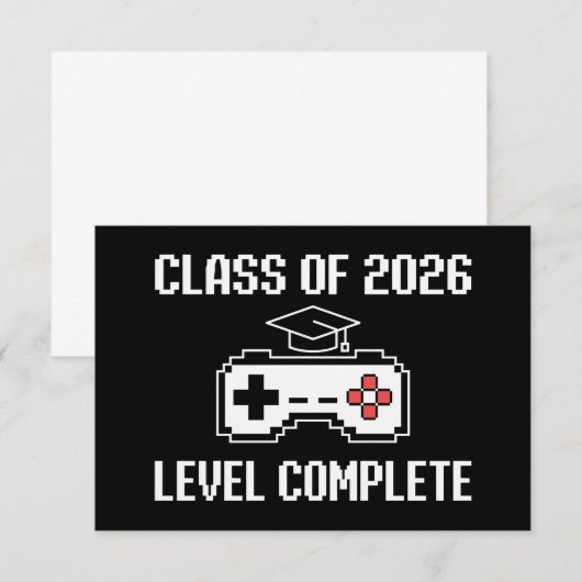 Class Of 2026 Level Complete Gaming Graduation 案内状 (正面/裏面)